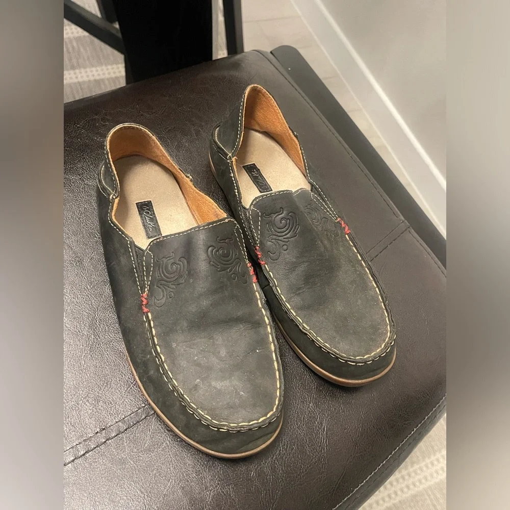 OluKai Nohea Nubuck Leather Slip On Loafers US 8
